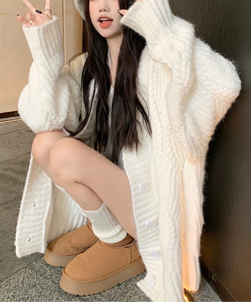 ケーブルニットルーズフィットカーディガン（カーディガン/ボレロ）｜AMAJI（アマジ）