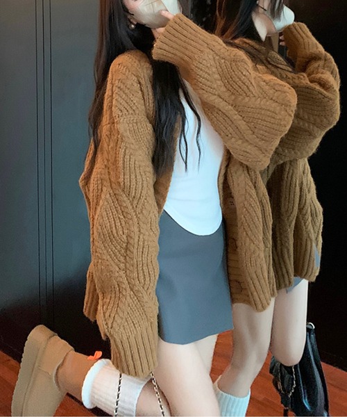 ケーブルニットルーズフィットカーディガン（カーディガン/ボレロ）｜AMAJI（アマジ）