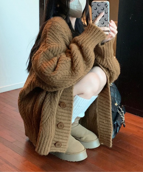 ケーブルニットルーズフィットカーディガン（カーディガン/ボレロ）｜AMAJI（アマジ）