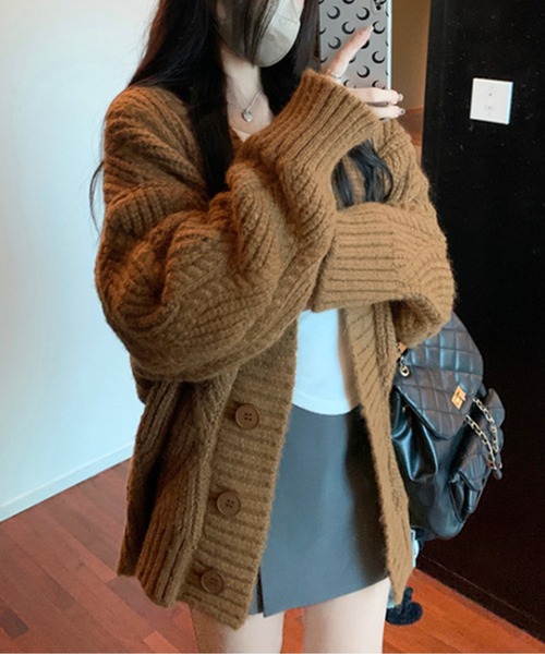 ケーブルニットルーズフィットカーディガン（カーディガン/ボレロ）｜AMAJI（アマジ）