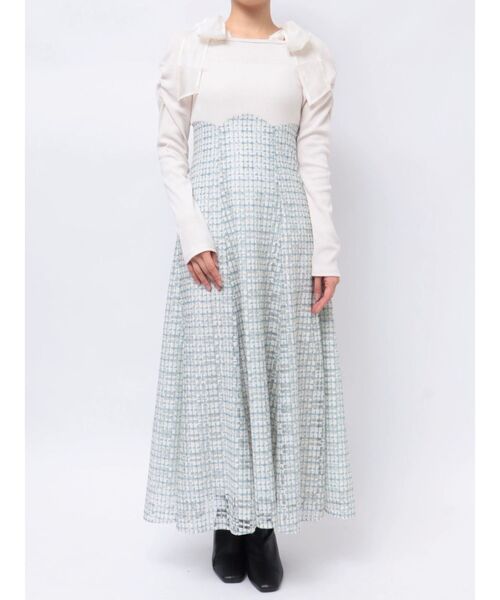 CALNAMUR（カルナムール）の「CHECK RACE DOCKING OP/チェックレースドッキングワンピース（ワンピース・レディース・ブラック/オフホワイト・SMALL/MEDIUM）」の15枚目の写真