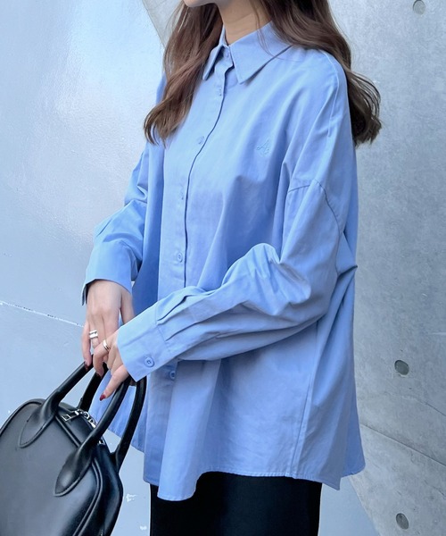 ABYS（アビス）の「ワンポイント刺繍BIGシャツ（シャツ/ブラウス・レディース・ホワイト/ブルー/ライトイエロー・MEDIUM/LARGE）」の14枚目の写真