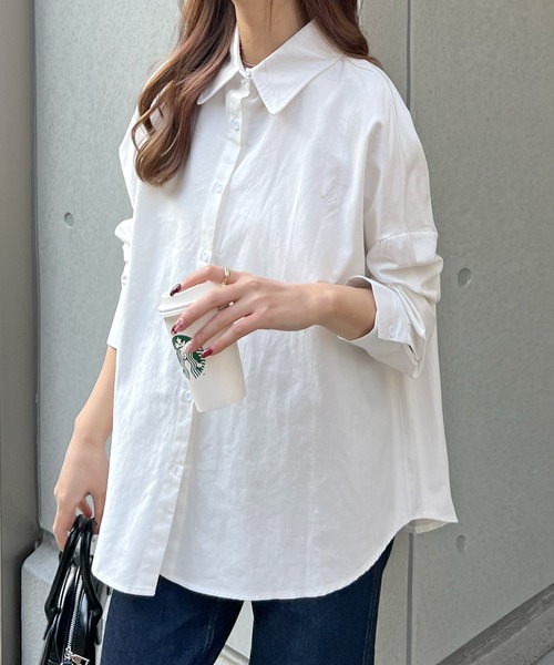 ABYS（アビス）の「ワンポイント刺繍BIGシャツ（シャツ/ブラウス・レディース・ホワイト/ブルー/ライトイエロー・MEDIUM/LARGE）」の12枚目の写真