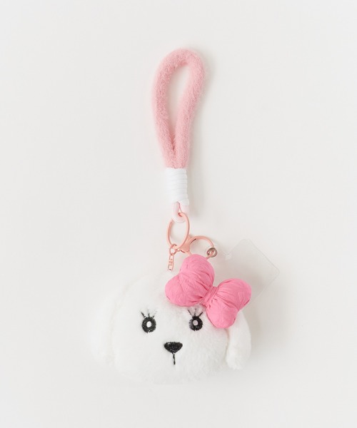 5COLOR】リボン付きもこもこワンちゃんぬいぐるみ スマホ