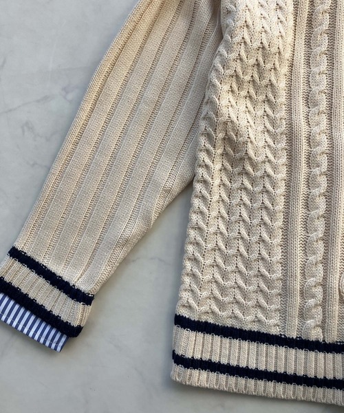 AS KNOW AS plus（アズノゥアズプラス）の「●チルデンニット 重ね着風 ドッキングプルオーバー（ニット/セーター・レディース・グリーン系/アイボリー系/ネイビー系・FREE）」の21枚目の写真