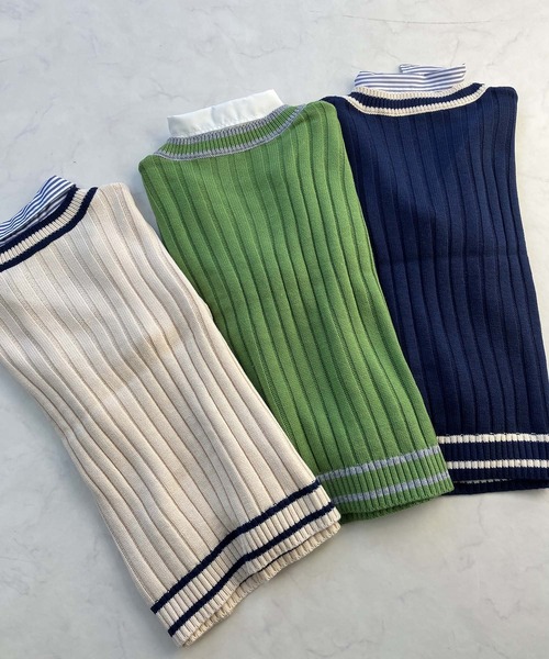 AS KNOW AS plus（アズノゥアズプラス）の「●チルデンニット 重ね着風 ドッキングプルオーバー（ニット/セーター・レディース・グリーン系/アイボリー系/ネイビー系・FREE）」の22枚目の写真