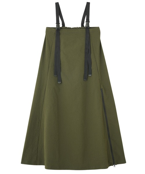 THOUSAND MILE（サウザンドマイル）の「(THOUSAND MILExGENE HEAVENS)ZIP FRONT SUSPENDER JUMPER SKIRT DRESS（ワンピース・レディース・ブラック/カーキ・ONE SIZE）」の2枚目の写真