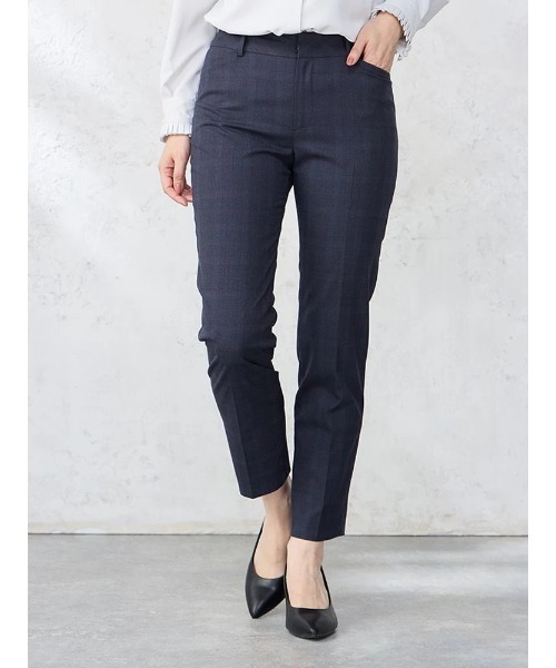 Perfect Suit FActory（パーフェクトスーツファクトリー）の「デレガントスーツ　テーパードパンツ　グレンチェック柄　グレー/ネイビー（スーツパンツ・レディース・グレー/ネイビー・11号/7号/9号/13号）」の2枚目の写真