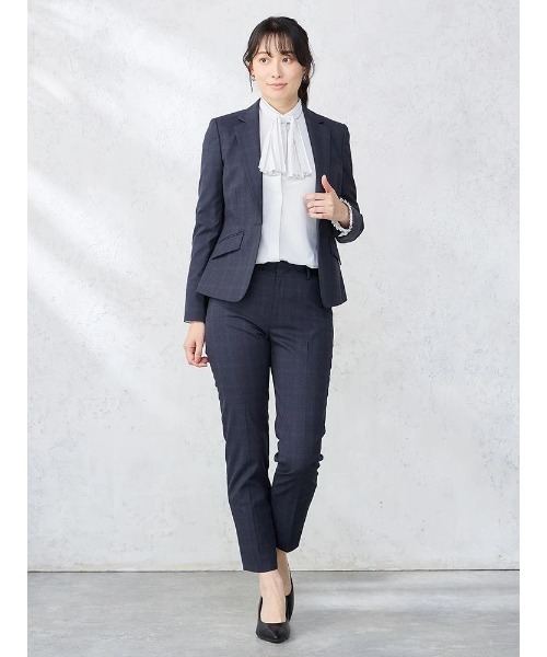 Perfect Suit FActory（パーフェクトスーツファクトリー）の「デレガントスーツ　テーパードパンツ　グレンチェック柄　グレー/ネイビー（スーツパンツ・レディース・グレー/ネイビー・11号/7号/9号/13号）」の11枚目の写真