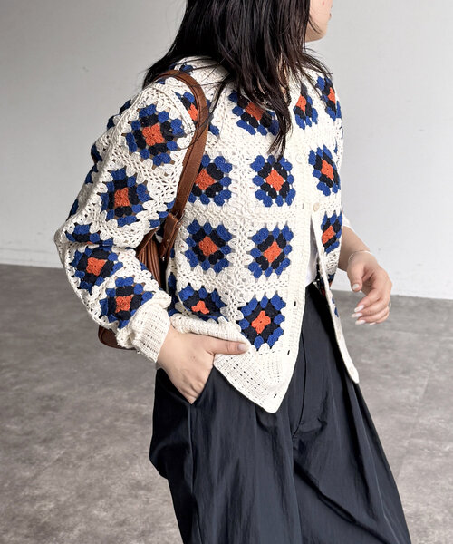 CPCM（シーピーシーエム）の「クロシェ風カーディガン（カーディガン/ボレロ・レディース・アイボリー/ブラック/グリーン/レッド・FREE）」の5枚目の写真