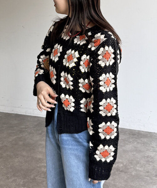 CPCM（シーピーシーエム）の「クロシェ風カーディガン（カーディガン/ボレロ・レディース・アイボリー/ブラック/グリーン/レッド・FREE）」の10枚目の写真