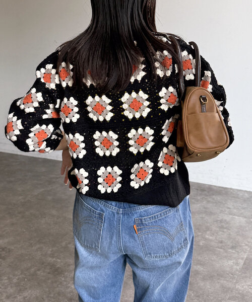 CPCM（シーピーシーエム）の「クロシェ風カーディガン（カーディガン/ボレロ・レディース・アイボリー/ブラック/グリーン/レッド・FREE）」の11枚目の写真