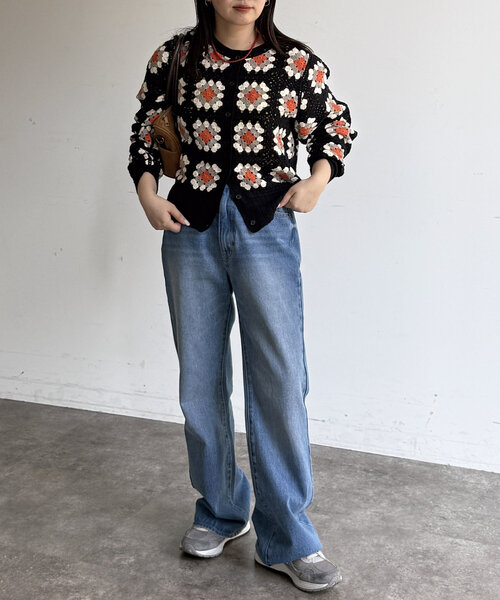 CPCM（シーピーシーエム）の「クロシェ風カーディガン（カーディガン/ボレロ・レディース・アイボリー/ブラック/グリーン/レッド・FREE）」の13枚目の写真