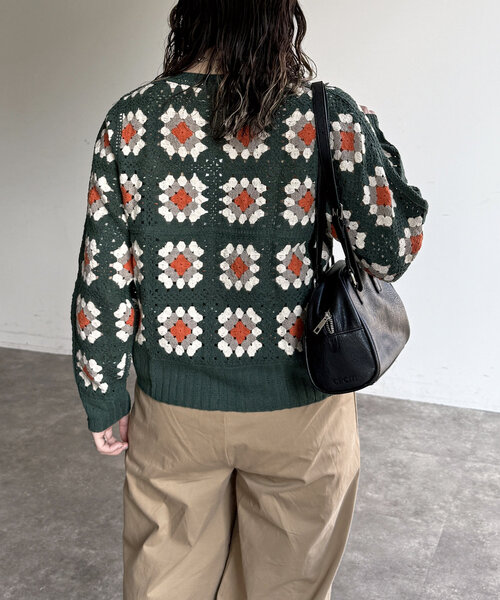 CPCM（シーピーシーエム）の「クロシェ風カーディガン（カーディガン/ボレロ・レディース・アイボリー/ブラック/グリーン/レッド・FREE）」の17枚目の写真