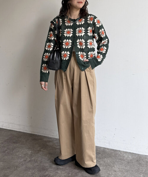 CPCM（シーピーシーエム）の「クロシェ風カーディガン（カーディガン/ボレロ・レディース・アイボリー/ブラック/グリーン/レッド・FREE）」の22枚目の写真