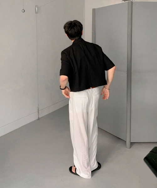 ASCLO（エジュクロ）の「【UNISEX】ASCLO／リネンクロップドジャケット（テーラードジャケット・レディース・ブラック/カーキ・FREE）」の15枚目の写真