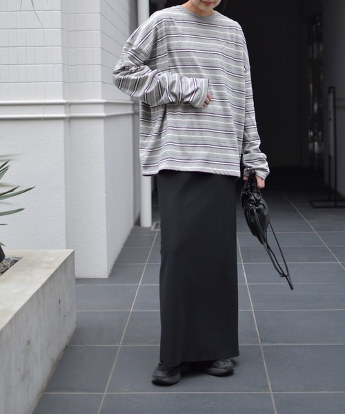 Marient（マリエント）の「マルチボーダーTOPS（Tシャツ/カットソー・レディース・グレー/ネイビー・FREE）」の3枚目の写真