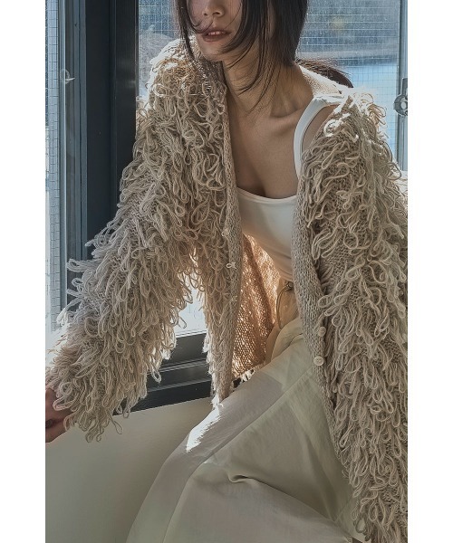 marjour（マージュール）の「MIX LOOP KNIT CARDIGAN（カーディガン/ボレロ・レディース・グレー/ベージュ・M）」の16枚目の写真