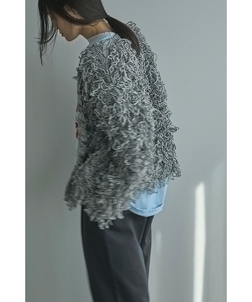 marjour（マージュール）の「MIX LOOP KNIT CARDIGAN（カーディガン/ボレロ・レディース・グレー/ベージュ・M）」の6枚目の写真