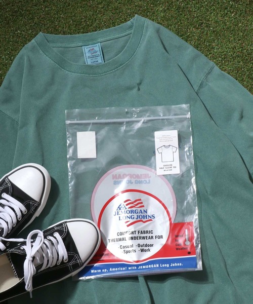 JEMORGAN(ジェーイーモーガン)の「JEMORGAN(ジェーイーモーガン)ピグメント製品染め カラーTシャツ メンズ レディース ユニセックス/パックT(Tシャツ/カットソー・メンズ・オレンジ/パープル/グリーン/ブラック/サックスブルー/オフホワイト・M/L/XL)」の3枚目の写真
