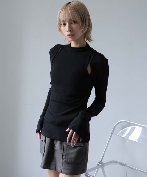 Ulysses（ユリシス）の「カットアウトハイネックカットソー（Tシャツ/カットソー・レディース・ブラック/グレー/ホワイト/キャメル・M/L）」の3枚目の写真