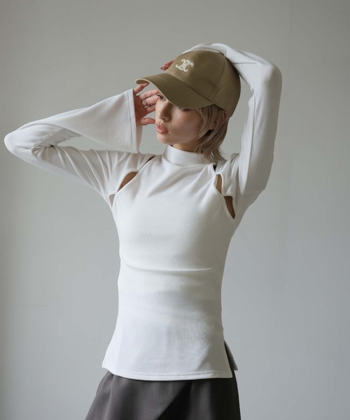 Ulysses（ユリシス）の「カットアウトハイネックカットソー（Tシャツ/カットソー・レディース・ブラック/グレー/ホワイト/キャメル・M/L）」の6枚目の写真