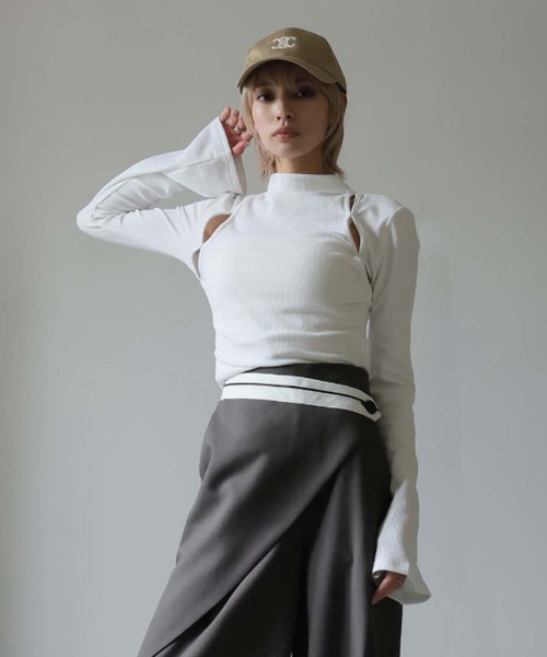 Ulysses（ユリシス）の「カットアウトハイネックカットソー（Tシャツ/カットソー・レディース・ブラック/グレー/ホワイト/キャメル・M/L）」の7枚目の写真