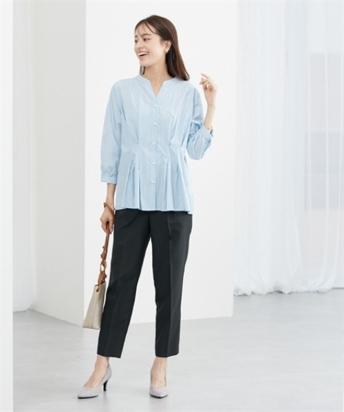 7days Life Styling(セブンデイズライフスタイリング)の「パール調ボタンタックペプラムシャツ(シャツ/ブラウス・レディース・ブルー系/ホワイト系・S/M/L/LL/3L)」の7枚目の写真