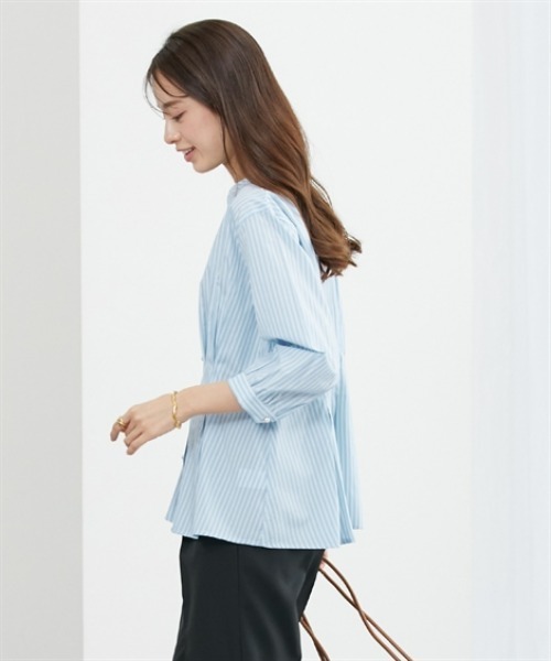 7days Life Styling(セブンデイズライフスタイリング)の「パール調ボタンタックペプラムシャツ(シャツ/ブラウス・レディース・ブルー系/ホワイト系・S/M/L/LL/3L)」の8枚目の写真