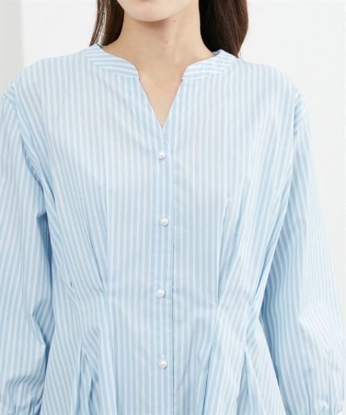7days Life Styling(セブンデイズライフスタイリング)の「パール調ボタンタックペプラムシャツ(シャツ/ブラウス・レディース・ブルー系/ホワイト系・S/M/L/LL/3L)」の14枚目の写真