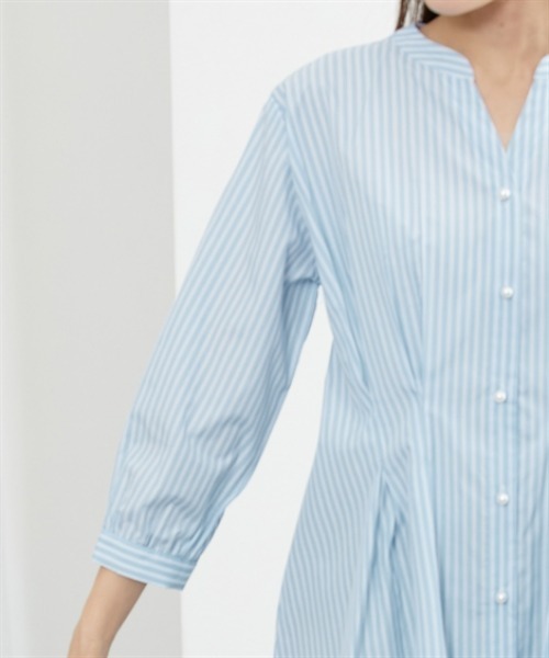 7days Life Styling(セブンデイズライフスタイリング)の「パール調ボタンタックペプラムシャツ(シャツ/ブラウス・レディース・ブルー系/ホワイト系・S/M/L/LL/3L)」の12枚目の写真