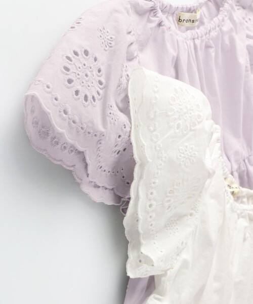 BRANSHES(ブランシェス)の「【綿100%】ローンスカラップ刺繍チュニック(シャツ/ブラウス・キッズ・オフホワイト/ラベンダー・90/110/100/130/150/140/120)」の8枚目の写真