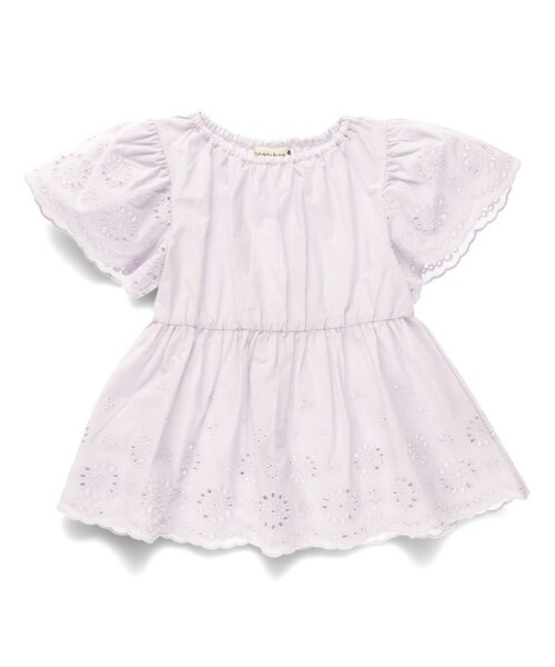 BRANSHES(ブランシェス)の「【綿100%】ローンスカラップ刺繍チュニック(シャツ/ブラウス・キッズ・オフホワイト/ラベンダー・90/110/100/130/150/140/120)」の4枚目の写真