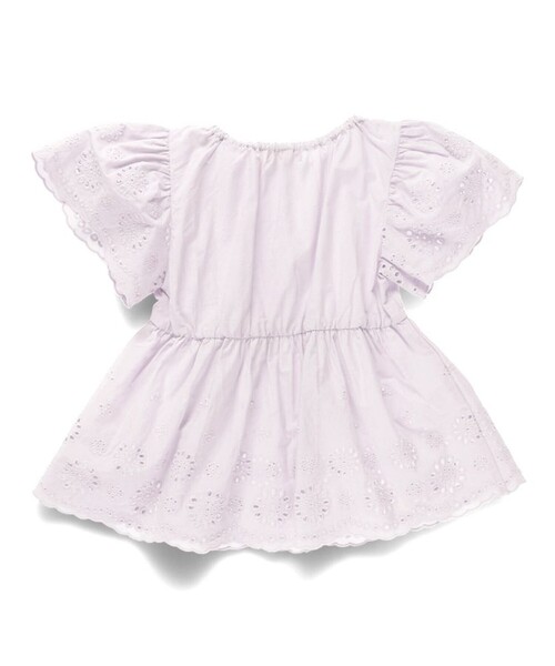 BRANSHES(ブランシェス)の「【綿100%】ローンスカラップ刺繍チュニック(シャツ/ブラウス・キッズ・オフホワイト/ラベンダー・90/110/100/130/150/140/120)」の3枚目の写真
