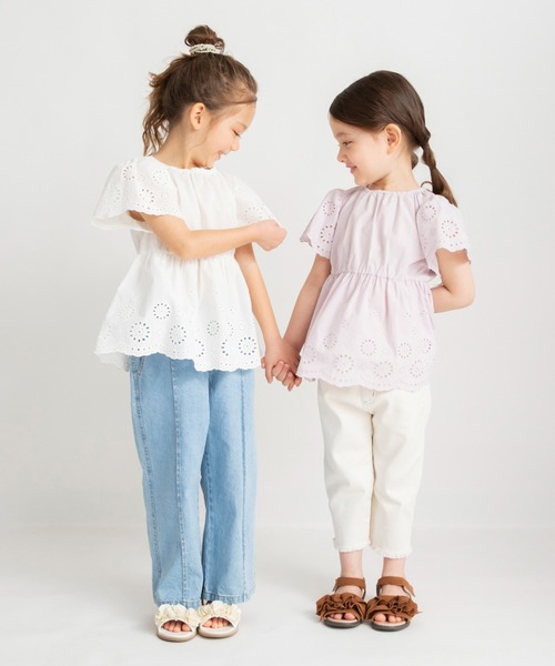 BRANSHES(ブランシェス)の「【綿100%】ローンスカラップ刺繍チュニック(シャツ/ブラウス・キッズ・オフホワイト/ラベンダー・90/110/100/130/150/140/120)」の17枚目の写真