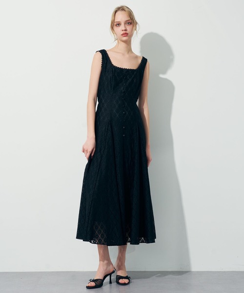 Deicy レースミックスフレアワンピース レースミックスフレアワンピース