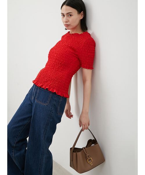 Mila Owen（ミラオーウェン）の「シャーリングブラウス（Tシャツ/カットソー・レディース・レッド/ホワイト/チャコールグレー/その他・1/0）」の14枚目の写真