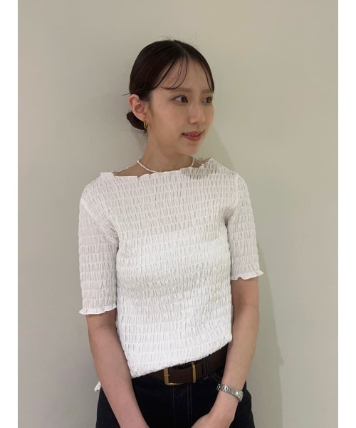 専用　新品タグ付　今期ミラオーウェン　シャーリングカフスデザインブラウス Mila Owen（ミラオーウェン）の「シャーリングカフスデザイン
