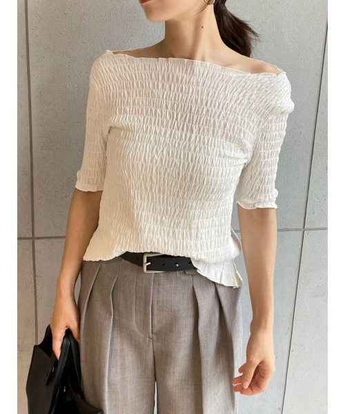 Mila Owen（ミラオーウェン）の「シャーリングブラウス（Tシャツ/カットソー・レディース・レッド/ホワイト/チャコールグレー/その他・1/0）」の20枚目の写真