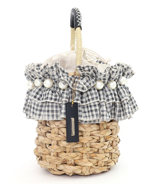 SMIR NASLI（サミールナスリ）の「フリル×パールバケツ型カゴバッグ（かごバッグ・レディース・ナチュラル/ブラウン/ブラック・FREE）」の8枚目の写真