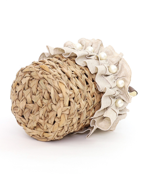 SMIR NASLI（サミールナスリ）の「フリル×パールバケツ型カゴバッグ（かごバッグ・レディース・ナチュラル/ブラウン/ブラック・FREE）」の12枚目の写真