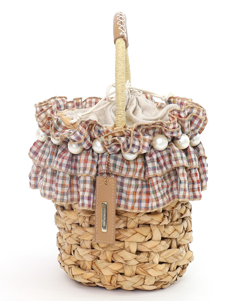 SMIR NASLI（サミールナスリ）の「フリル×パールバケツ型カゴバッグ（かごバッグ・レディース・ナチュラル/ブラウン/ブラック・FREE）」の14枚目の写真