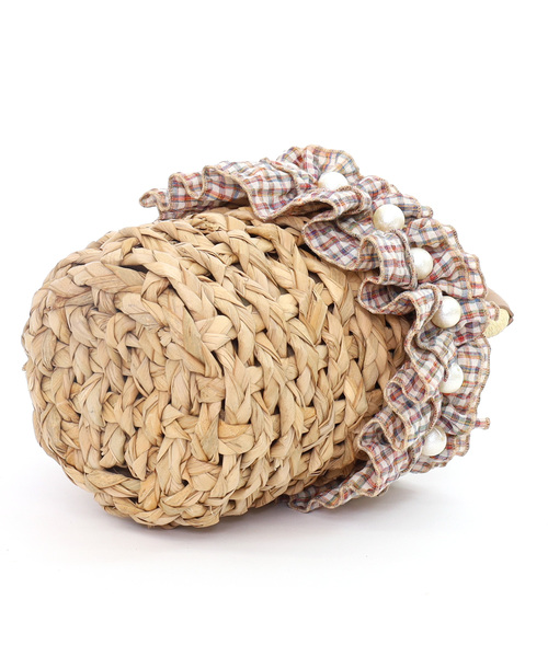 SMIR NASLI（サミールナスリ）の「フリル×パールバケツ型カゴバッグ（かごバッグ・レディース・ナチュラル/ブラウン/ブラック・FREE）」の15枚目の写真