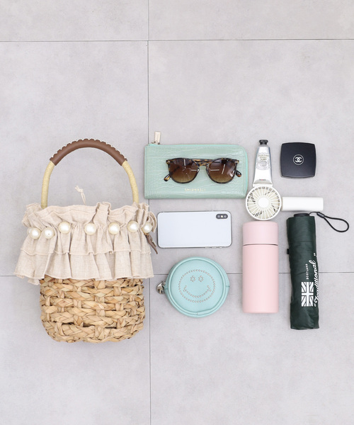 SMIR NASLI（サミールナスリ）の「フリル×パールバケツ型カゴバッグ（かごバッグ・レディース・ナチュラル/ブラウン/ブラック・FREE）」の22枚目の写真