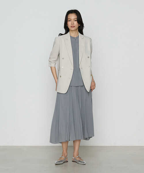 K.T KIYOKO TAKASE（キヨコタカセ）の「リネン ジャケット（テーラードジャケット・レディース・ベージュ/チャコール・11号/7号/9号）」の8枚目の写真