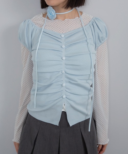 セール】Chiina / ドットシースルートップス（Tシャツ