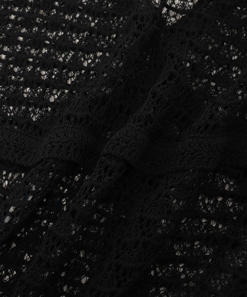 ADAM ET ROPE'(アダムエロペ)の「【EMOELLE】透かし編みカーディガン(カーディガン/ボレロ・レディース・ブラック/ホワイト・FREE)」の9枚目の写真