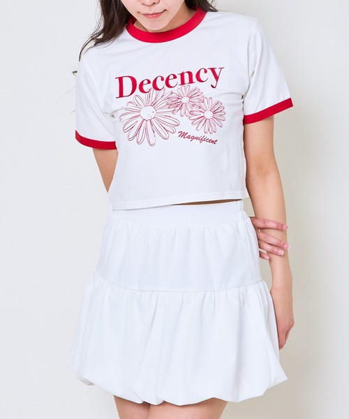 GORGE(ゴージ)の「配色フラワータンタケTシャツ(Tシャツ/カットソー・レディース・ブラック/レッド/グリーン・F)」の1枚目の写真