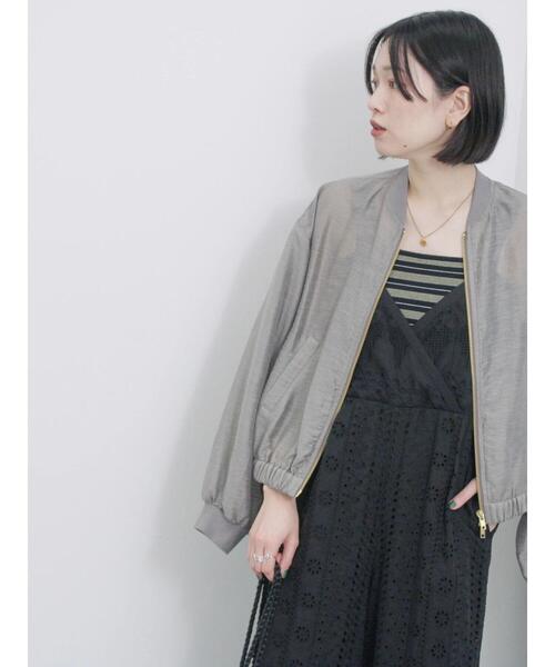 Samansa Mos2 blue（サマンサモスモスブルー）の「ダブルジップシアーブルゾン（ブルゾン・レディース・キナリ/ブルー/グレー・F）」の2枚目の写真