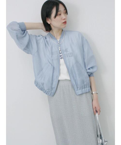 Samansa Mos2 blue（サマンサモスモスブルー）の「ダブルジップシアーブルゾン（ブルゾン・レディース・キナリ/ブルー/グレー・F）」の17枚目の写真